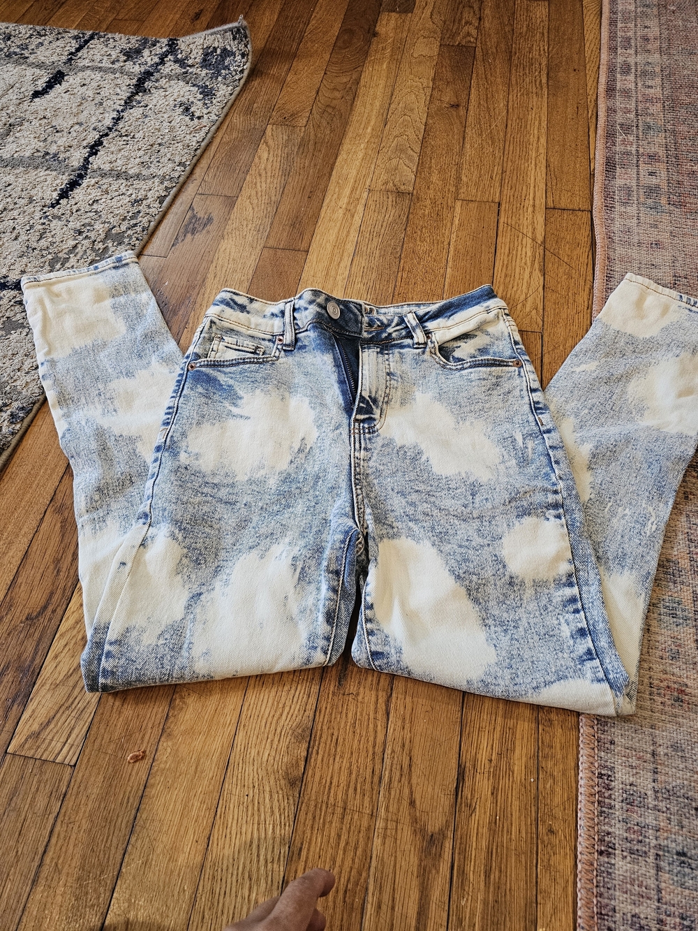 Rue21 Light Blue and White Tie-Dye Skinny Jeans